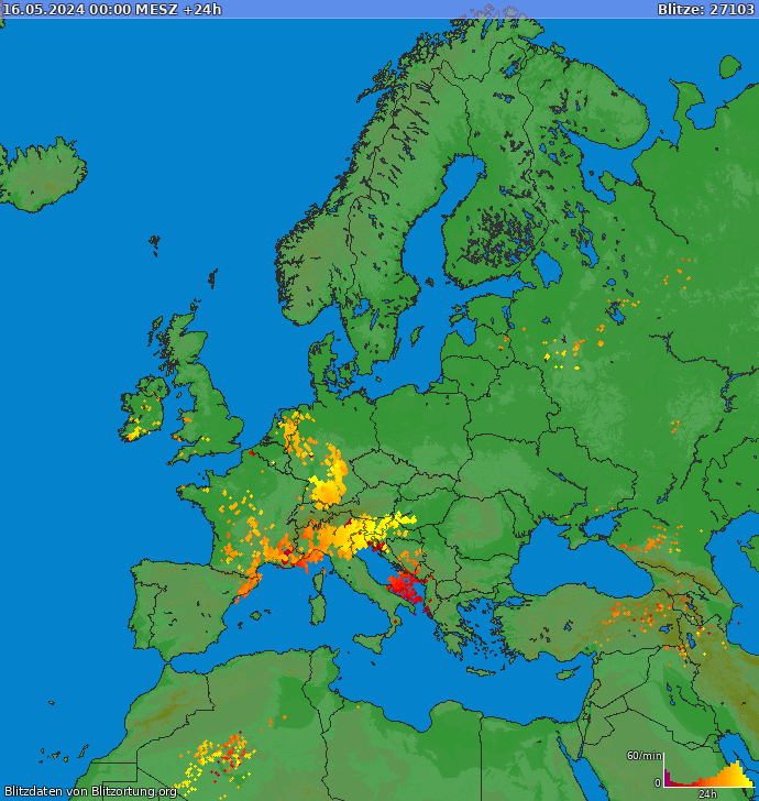 Lightning map Europe 2024-05-17