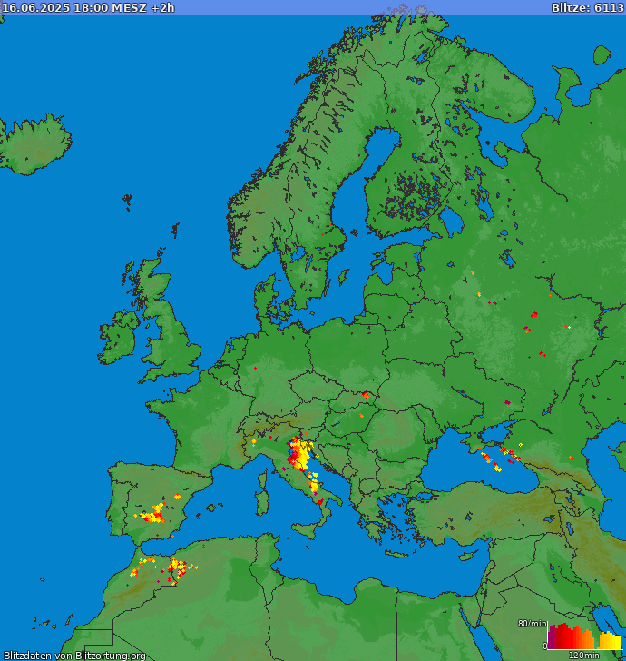 Blitzkarte Europa 17.06.2025 (Animation)