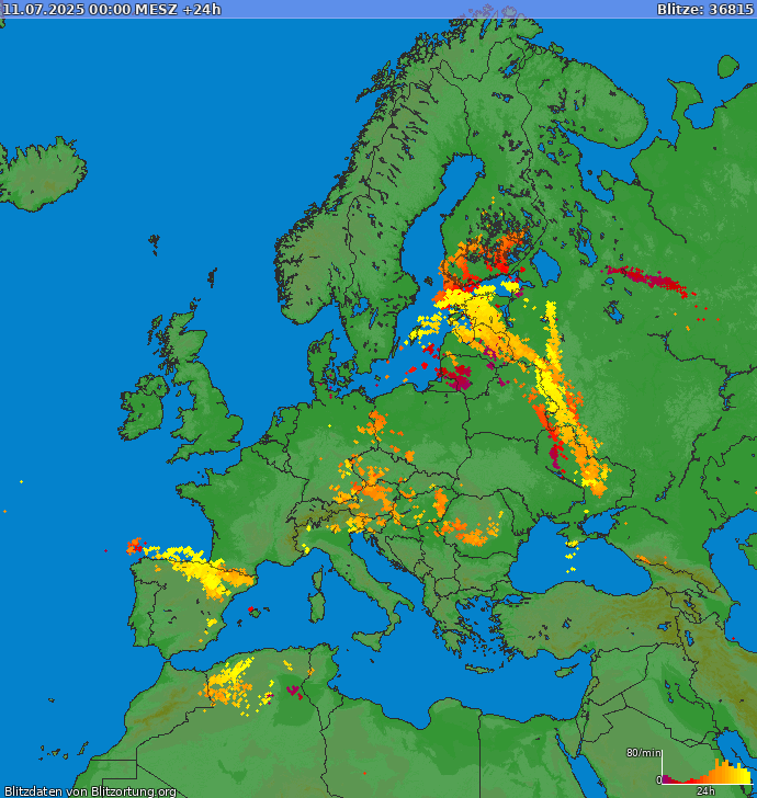 Blitzkarte Europa 12.07.2025