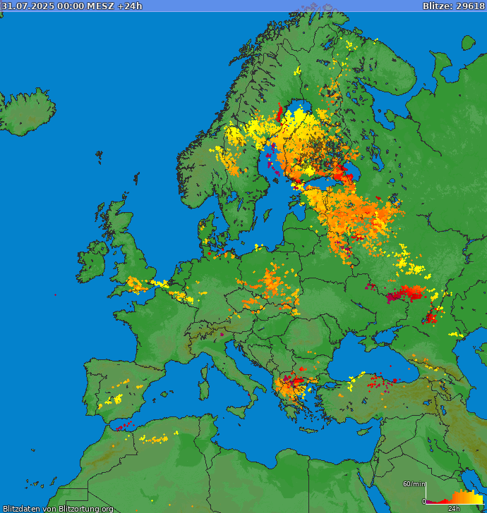 Blitzkarte Europa 01.08.2025