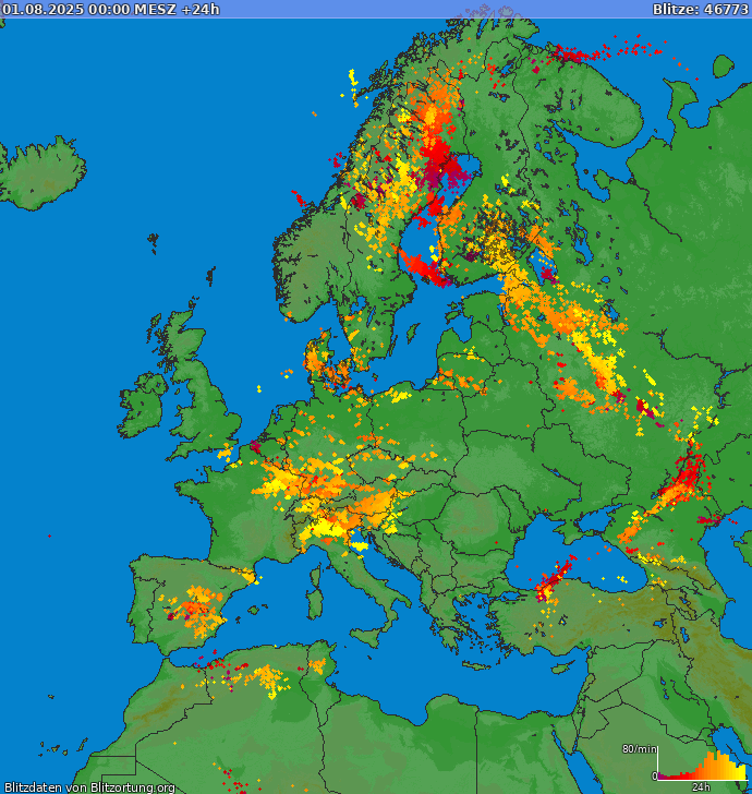 Blitzkarte Europa 01.08.2025