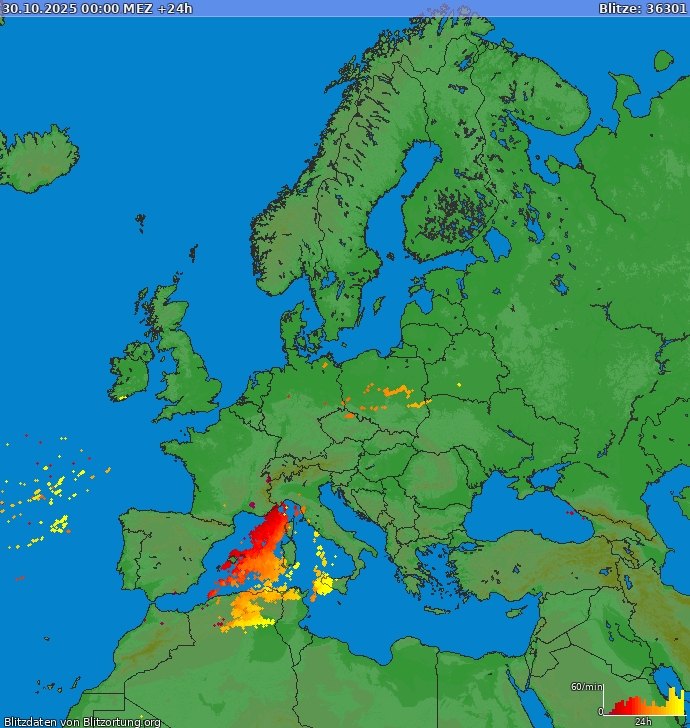 Blitzkarte Europa 30.10.2025
