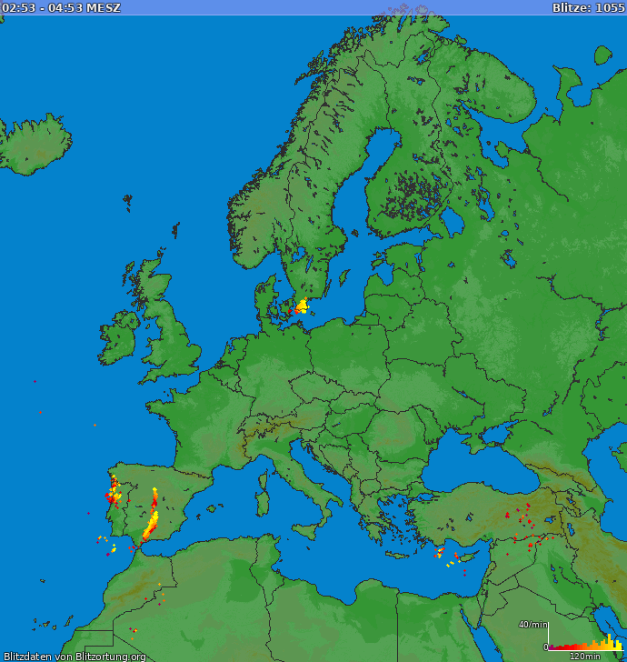 Lightning map Europe 2024.05.17 12:34:34 CEST