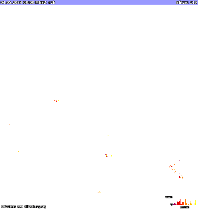 Карта блискавок Європа 04.05.2024 (Анімація)