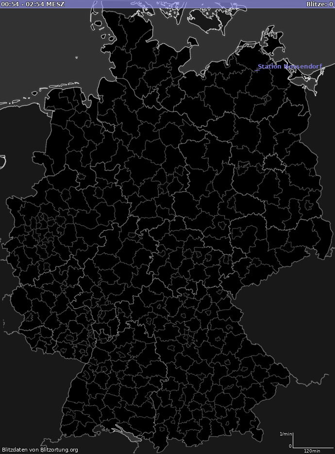 Lightning map Germany 2022-05-26 15:34:50
