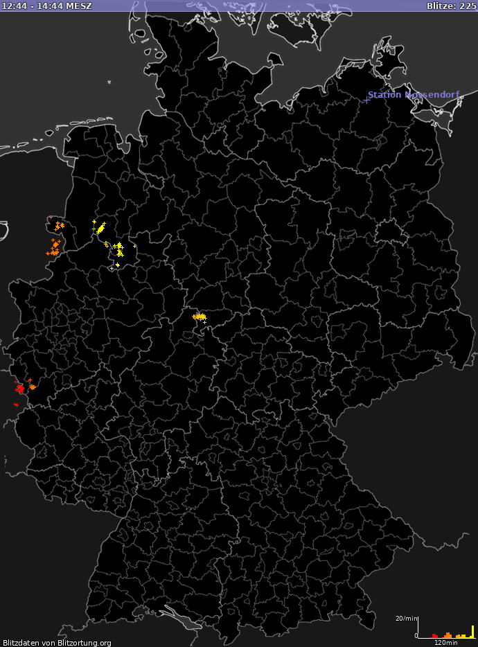 Mapa wyładowań Niemcy 2024-05-17 11:44:12 CEST